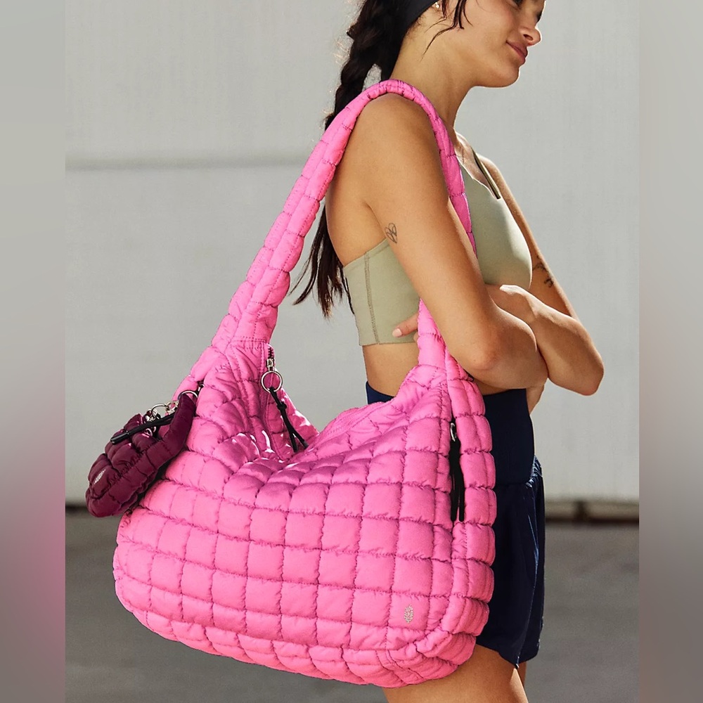Free People FP Movement Pink Bubblegum Carryall Quilted bag NWT